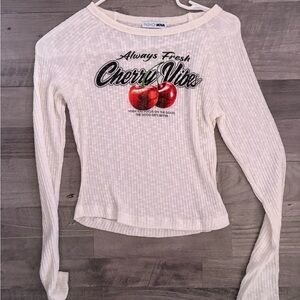 Fashion Nova Cream Cherry Vibes Long Sleeve Top